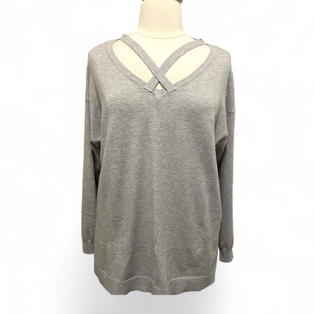 Umgee Gray V-Neck Sweater sz 1X